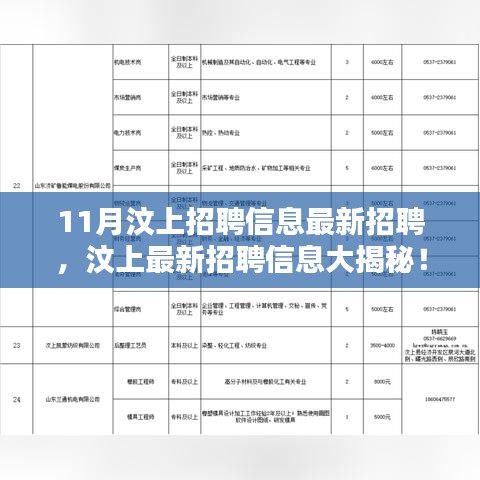 汶上11月最新招聘信息大揭秘，优质岗位等你来挑战！