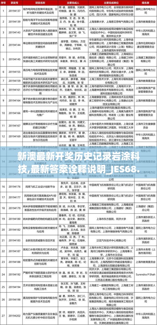 新澳最新开奖历史记录岩涂科技,最新答案诠释说明_JES68.764时尚版