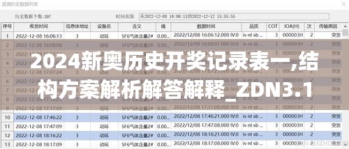 2024新奥历史开奖记录表一,结构方案解析解答解释_ZDN3.17.70业界版