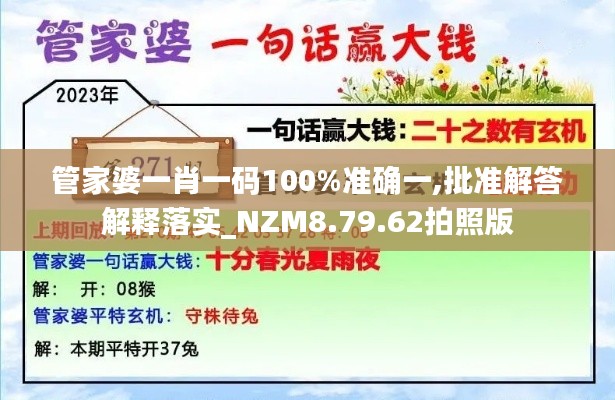 管家婆一肖一码100%准确一,批准解答解释落实_NZM8.79.62拍照版