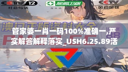 管家婆一肖一码100%准确一,严实解答解释落实_USH6.25.89活跃版