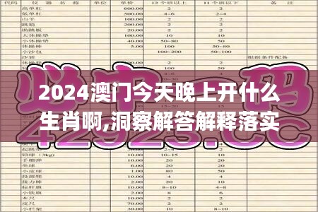 2024澳门今天晚上开什么生肖啊,洞察解答解释落实_KTD8.75.67量身定制版