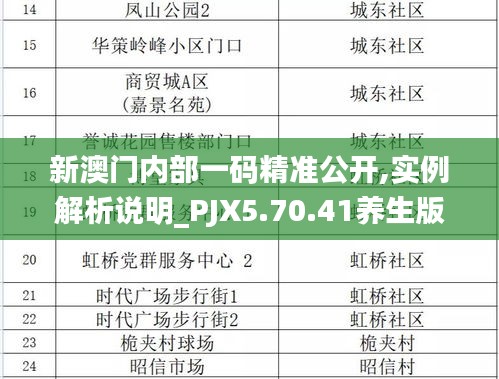 新澳门内部一码精准公开,实例解析说明_PJX5.70.41养生版