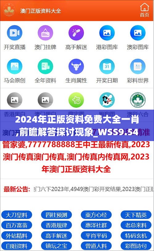 2024年正版资料免费大全一肖,前瞻解答探讨现象_WSS9.54.40工具版