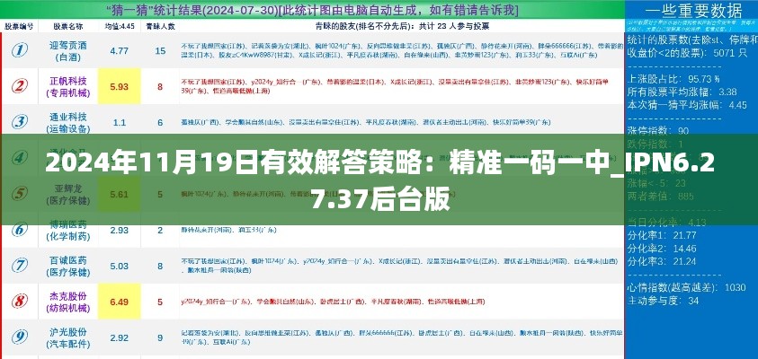 2024年11月19日有效解答策略：精准一码一中_IPN6.27.37后台版