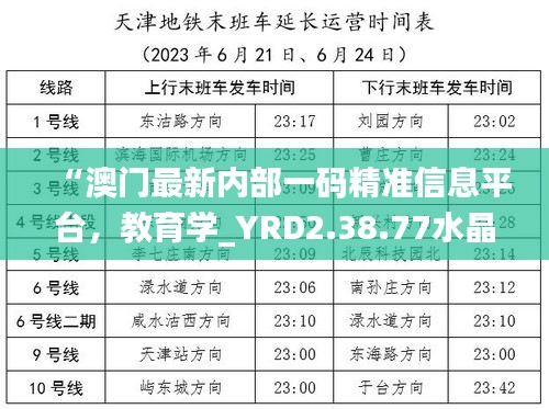 “澳门最新内部一码精准信息平台，教育学_YRD2.38.77水晶版”