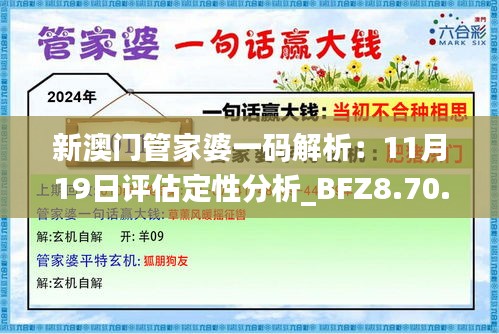 新澳门管家婆一码解析：11月19日评估定性分析_BFZ8.70.49冷静版