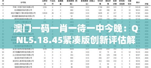 澳门一码一肖一待一中今晚：QNL5.18.45紧凑版创新评估解析