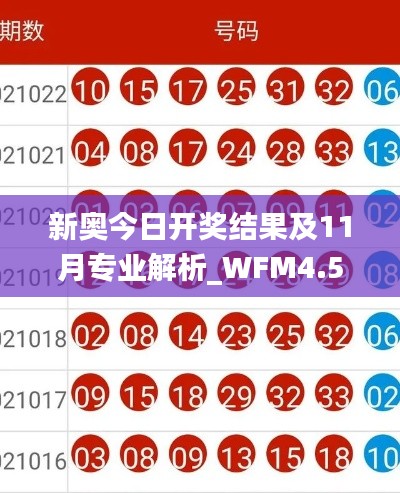 新奥今日开奖结果及11月专业解析_WFM4.58.77硬件版