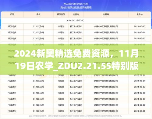 2024新奥精选免费资源，11月19日农学_ZDU2.21.55特别版