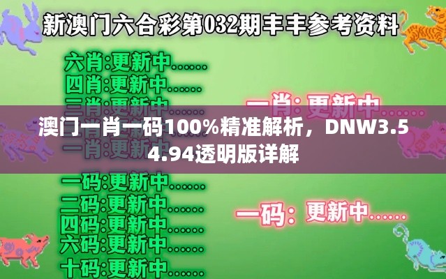 澳门一肖一码100%精准解析，DNW3.54.94透明版详解