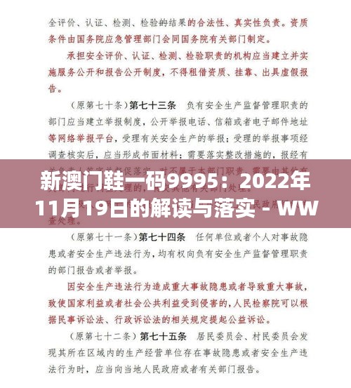 新澳门鞋一码9995：2022年11月19日的解读与落实 - WWA2.49.72优雅版