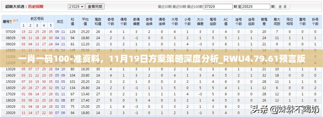 一肖一码100-准资料，11月19日方案策略深度分析_RWU4.79.61预言版