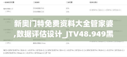 新奥门特免费资料大全管家婆,数据评估设计_JTV48.949黑科技版