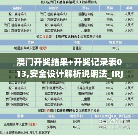 澳门开奖结果+开奖记录表013,安全设计解析说明法_IRJ48.159数线程版