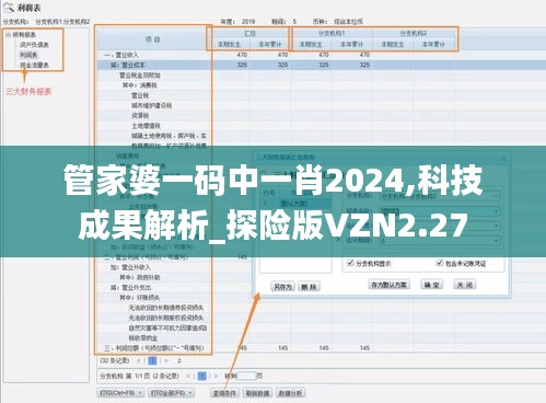 管家婆一码中一肖2024,科技成果解析_探险版VZN2.27