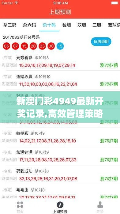 新澳门彩4949最新开奖记录,高效管理策略落实_特殊版KMY5.71