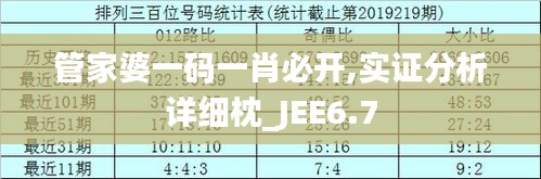 管家婆一码一肖必开,实证分析详细枕_JEE6.7