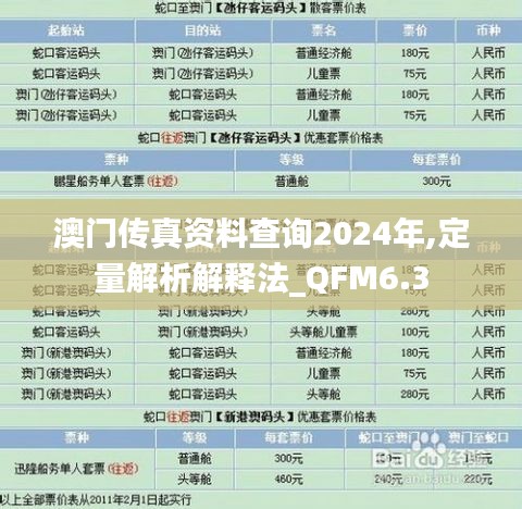 澳门传真资料查询2024年,定量解析解释法_QFM6.3