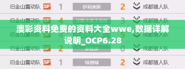 澳彩资料免费的资料大全wwe,数据详解说明_OCP6.28