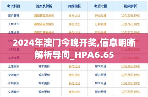 2024年澳门今晚开奖,信息明晰解析导向_HPA6.65