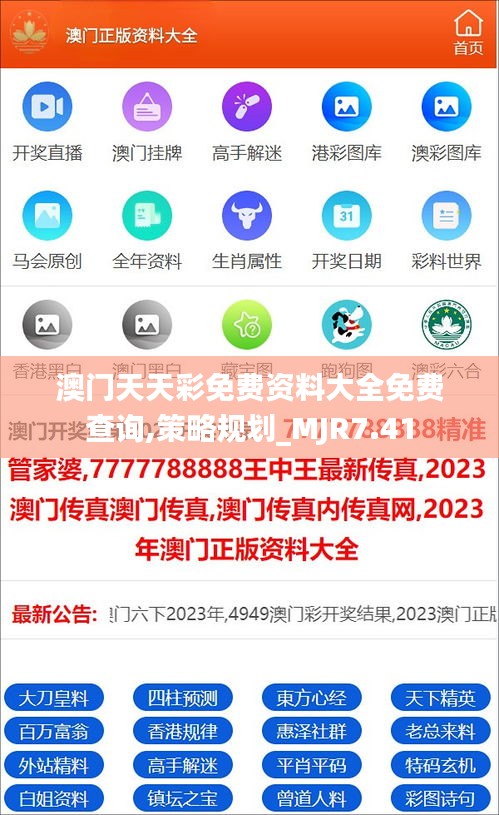 澳门天天彩免费资料大全免费查询,策略规划_MJR7.41