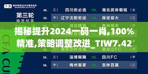 揭秘提升2024一码一肖,100%精准,策略调整改进_TIW7.42