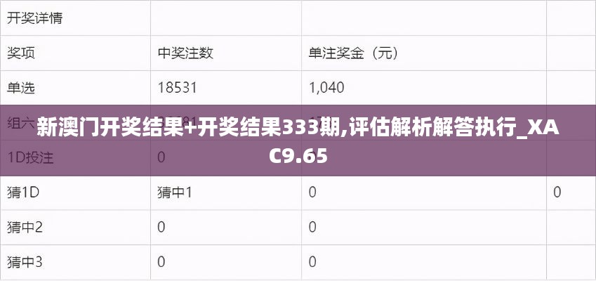 新澳门开奖结果+开奖结果333期,评估解析解答执行_XAC9.65