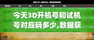 今天3D开机号和试机号对应码多少,数据获取方案_ROQ6.39