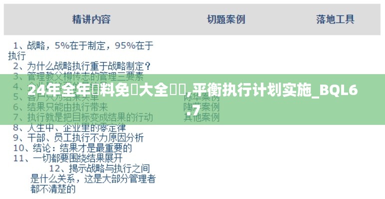 24年全年資料免費大全優勢,平衡执行计划实施_BQL6.7