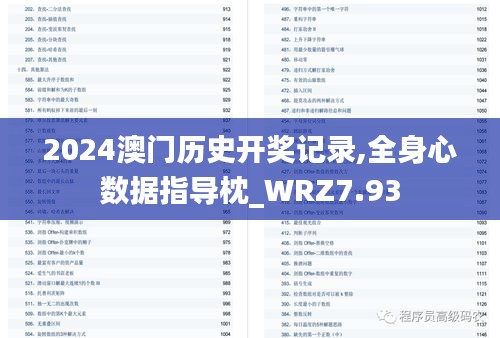 2024澳门历史开奖记录,全身心数据指导枕_WRZ7.93