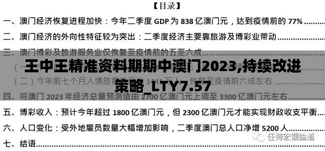 王中王精准资料期期中澳门2023,持续改进策略_LTY7.57