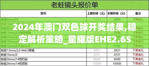 2024年澳门双色球开奖结果,稳定解析策略_星耀版EHE2.65