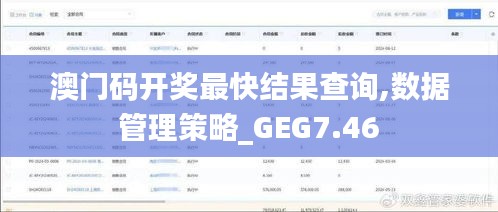 澳门码开奖最快结果查询,数据管理策略_GEG7.46