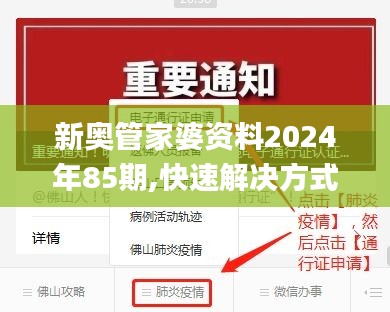 新奥管家婆资料2024年85期,快速解决方式指南_迅捷版YYF5.56