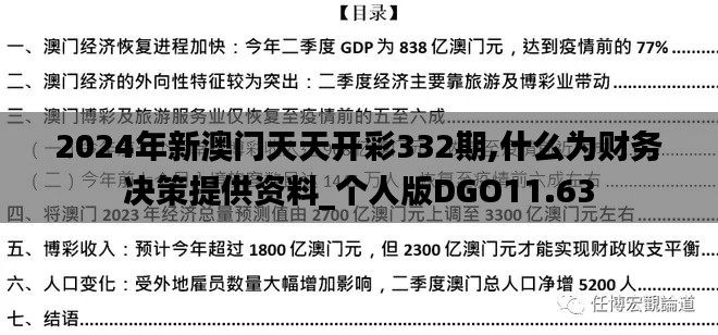 2024年新澳门天天开彩332期,什么为财务决策提供资料_个人版DGO11.63