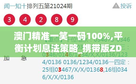 澳门精准一笑一码100%,平衡计划息法策略_携带版ZDK5.68