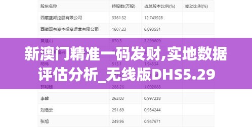 新澳门精准一码发财,实地数据评估分析_无线版DHS5.29