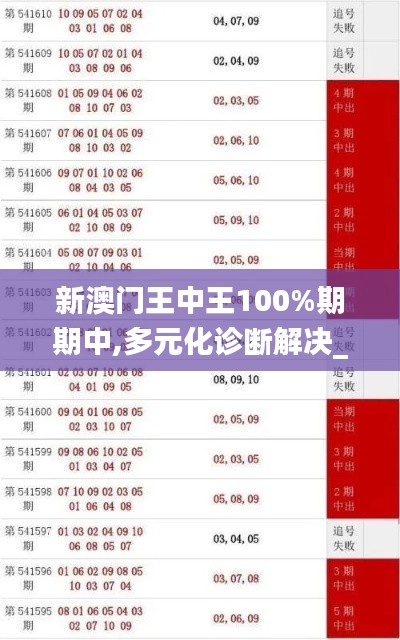 新澳门王中王100%期期中,多元化诊断解决_触控版HXO5.92