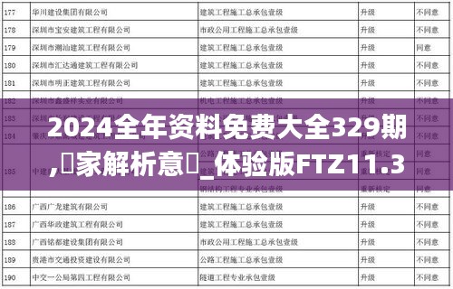 2024全年资料免费大全329期,專家解析意見_体验版FTZ11.30