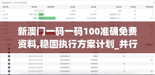 新澳门一码一码100准确免费资料,稳固执行方案计划_并行版OPW13.38