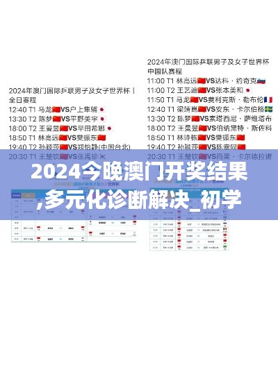 2024今晚澳门开奖结果,多元化诊断解决_初学版BOU13.33