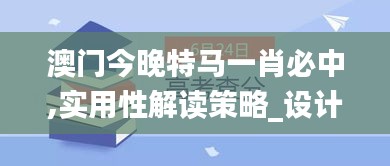 澳门今晚特马一肖必中,实用性解读策略_设计师版WZZ13.91