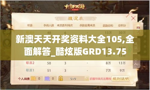 新澳天天开奖资料大全105,全面解答_酷炫版GRD13.75