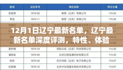 辽宁最新名单深度解析，特性、体验、对比与用户需求洞察报告发布