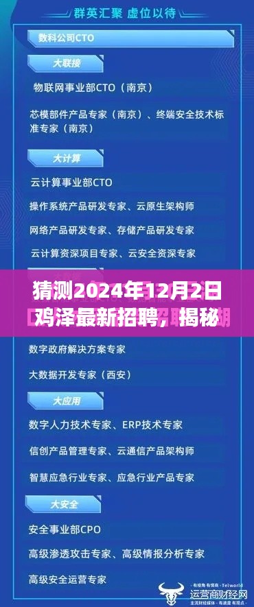 揭秘未来招聘新纪元，鸡泽最新科技招聘产品引领潮流，智能招聘体验之旅（猜测2024年12月2日鸡泽招聘）