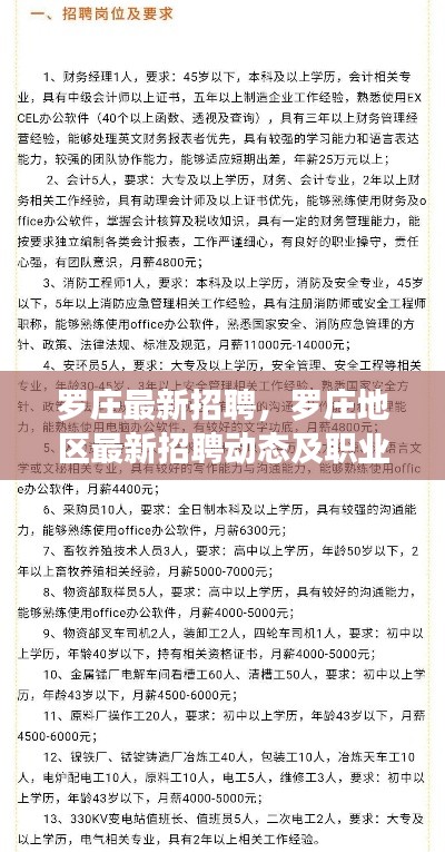 罗庄最新招聘动态与职业发展机遇深度探讨