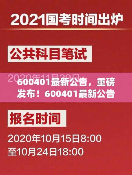 重磅揭晓！600401最新公告深度解读，洞悉未来发展趋势