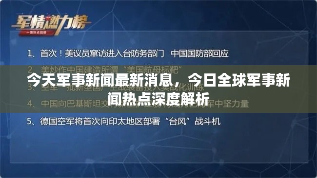 今日全球军事新闻热点深度解析与最新消息速递