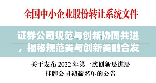 证券公司规范与创新协同共进，揭秘规范类与创新类融合发展的未来趋势